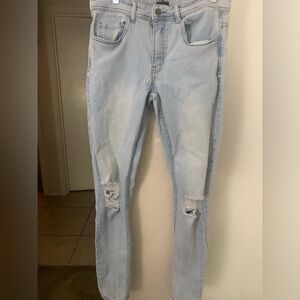 EUC Cotton-On blue jeans super skinny with distressed knees. Size 30